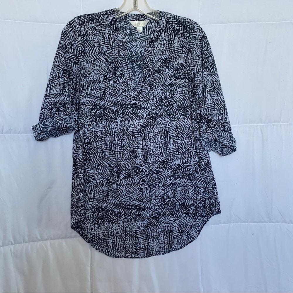 Decree Black/White Abstract Pattern Blouse, Sz. XS